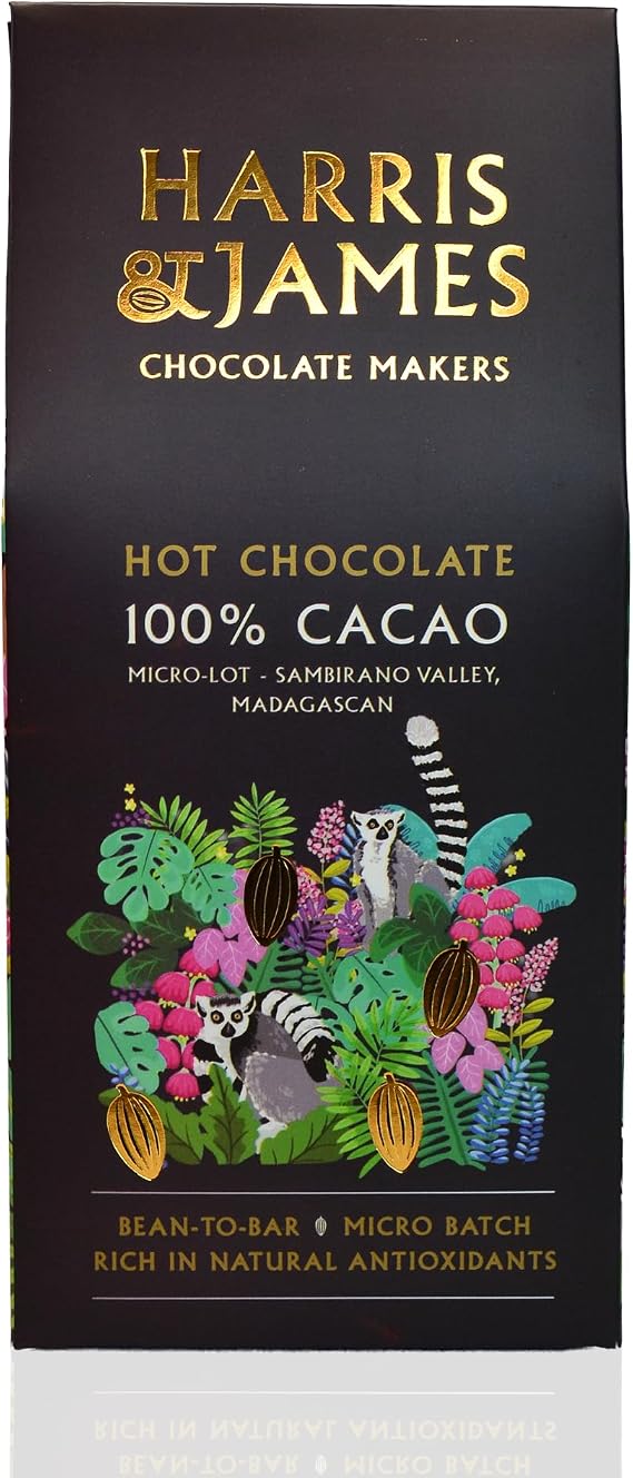Harris & James 100% Madagascan Cacao Hot Chocolate. Decedent Bean to Bar Luxury Hot Chocolate Flakes, Luxury Hot Cocoa, Luxurious Milky Treat with All Natural Ingredients (6 servings)
