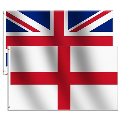 2 Pack- Union Jack England Flags 3x5 Ft, indoor Outdoor Double Side 100D Polyester -3' x 5' United Kingdom British English St George’s Cross Flag