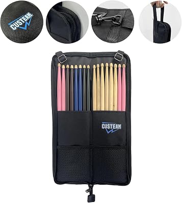 Drum Sticks Bag for drumsticks and mallets, 6 Pair Capacity Drum stick Holder, Sturdy Drumsticks Bag, Portable Drum Sticks Case, with Drum Key Gift