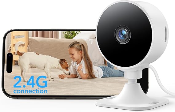 GNCC GC3 Indoor Security Camera, 1080P Pet Camera with Motion/Sound Detection, Fixed Lens, 2-Way Audio, Cloud Storage Optional, Local SD Storage, Easy Install, 2.4GHz WiFi Only, Plug-in