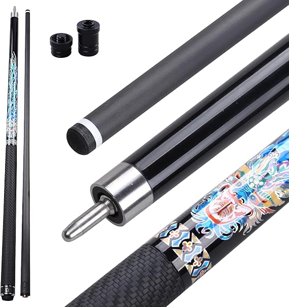 CROWN ME Carbon Fiber Pool Cue Stick, 12.5mm Tip Soft Grip Billiard Carbon Fiber cue, Weight 20OZ Cue Stick, 58" Pool Table Sticks