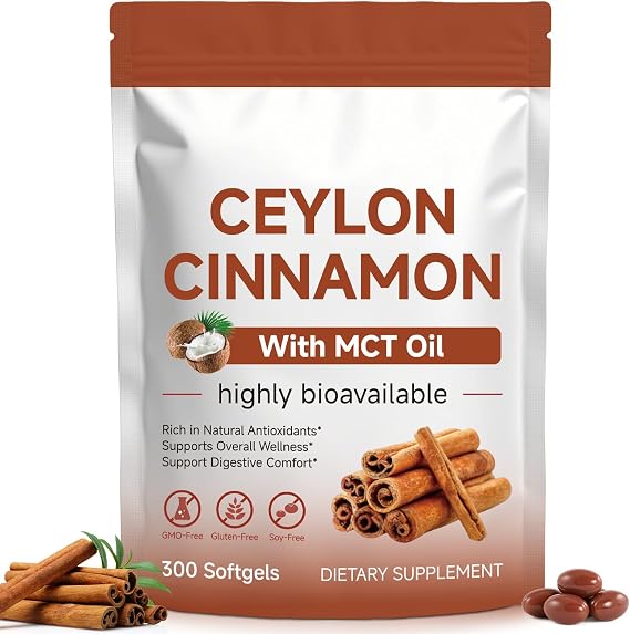 Ceylon Cinnamon Softgels 600mg with MCT Oil - 300 Softgels