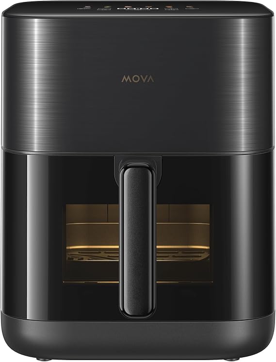 Mova FD10Pro Air Fryer, 6.3QT Large Digital Airfryer with Visible Window, 11 Preset Cooking Modes, Dual Heating System 122-450F Precise Heat for Even Results, Non-Stick Baskets