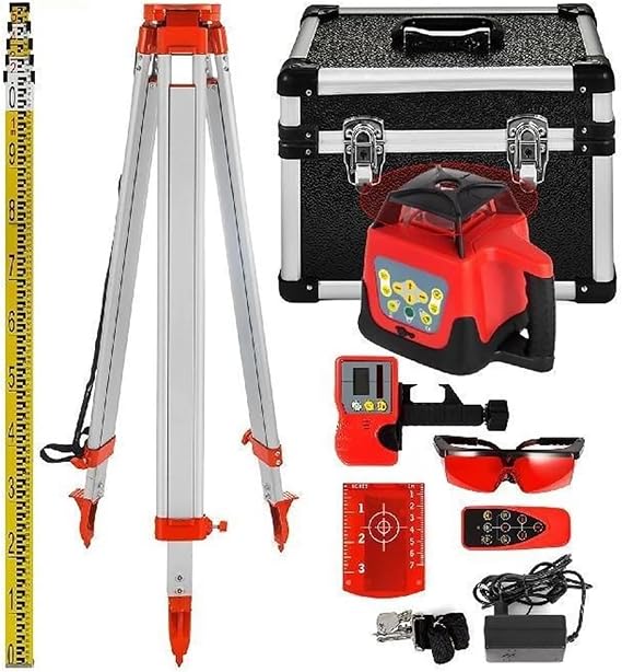 Rotary Laser Level Self-Leveling Measuring Tool, 500m Range for Outdoor and Construction Projects, Dual Slope Adjustment, Easy Setup and Use