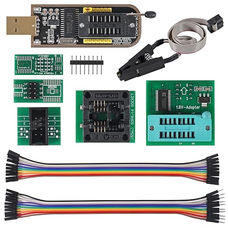EEPROM BIOS USB Programmer CH341A + SOIC8 SOP8 Test Clip + 1.8V Adapter + SOIC8 Adapter for EEPROM 93CXX / 25CXX / 24CXX +CH341A 24 25 Series Flash