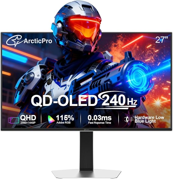 ArcticPro 27 Inch QD-OLED Gaming Monitor 240Hz, QHD 1440p, 0.03ms(GtG)