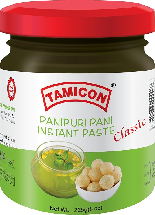 Tamicon Pani Puri Paste | Indian Authentic Street Food | Spicy Masala Paste to Mix in Water | Mouth Watering Paste for Family Gatherings | 7.94 Oz/225gm
