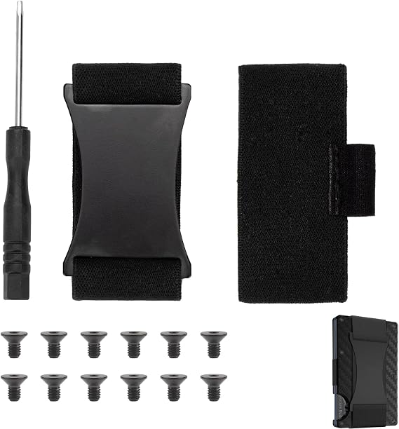 Ajrwiiy Wallet Elastic Band Replacement Compatible with Ridge Wallets for Men, Metal Wallet Repair Kit with Screws and Screwdriver, Elastic Cash Strap Replacement for Card Holder Wallet, Black