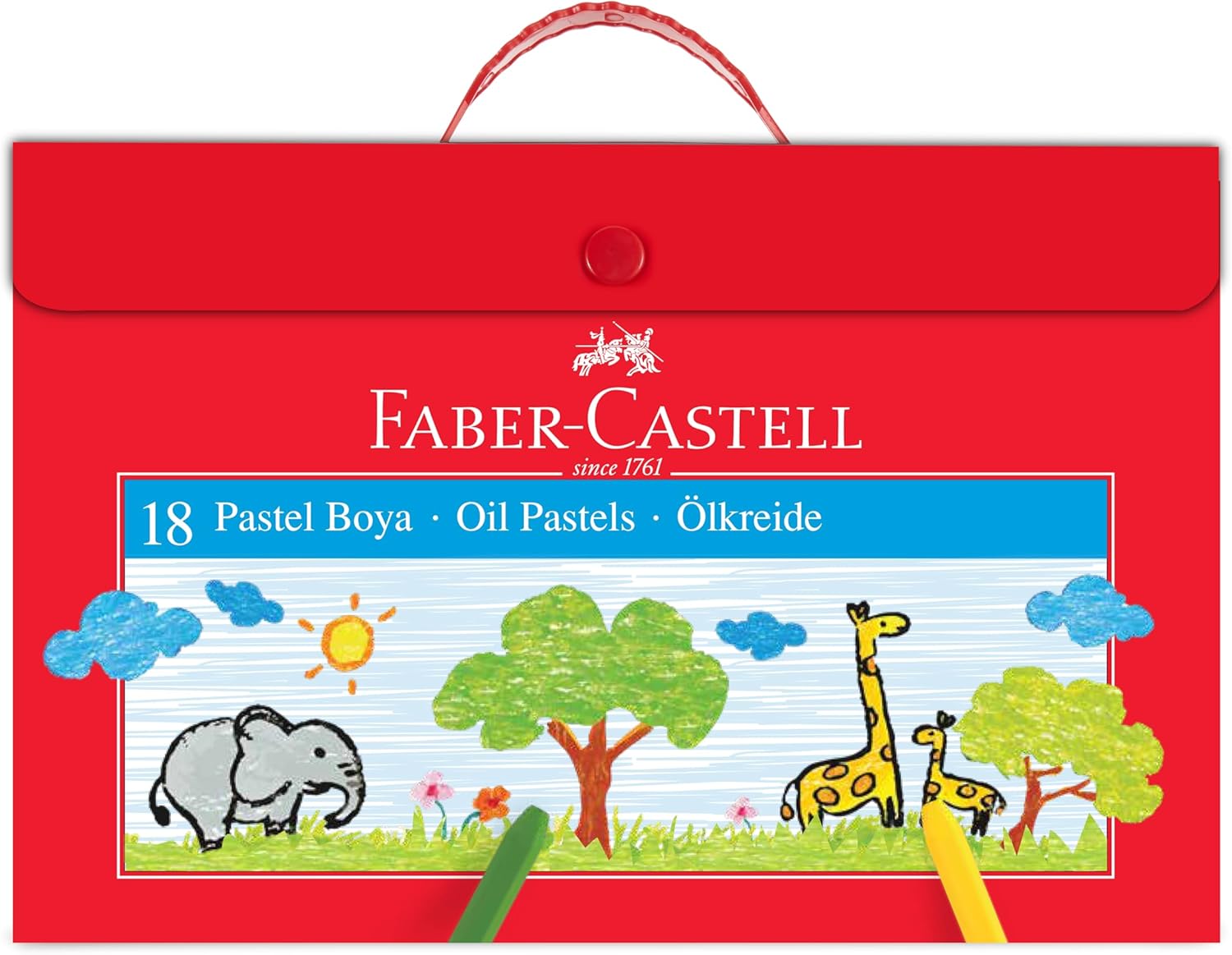Faber-Castell Çantalı Pastel Boya, 18 Renk, Yumuşak ve Canlı Renkler, Etkili Uygulama, Taşınabilir Plastik Çanta, Eğitici ve Sanatsal Kullanım İçin