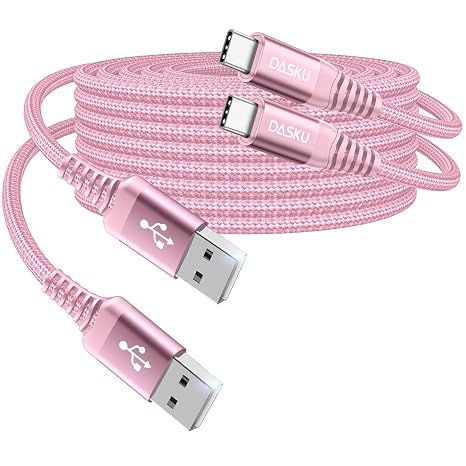 USB C Cable Fast Charging, 2Pack 6FT USB A to USB C Cable, Upgraded Extra | Durable Braided USB to USB C Charger Cord Compatible with iPhone 17 16 15 Pro Max/Plus,Samsung Galaxy S10, LG and More-Pink