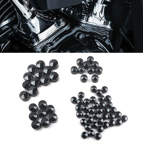 70pcs Motorcycle Engine Bolt Cover Caps Kit Fit for Harley Softail 2018-2020 Electra Road Street Glide FLHT 2017-2019 2020 (Black)