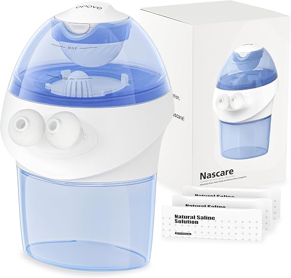 Opove Nasal Irrigation System, Sinus Rinse Kit with 1 Nose Cleaner & 15 Salt Packets, Self-Cleaning & Automatic Waste Collection, Rechargeable Sinus Rinse Bottle for Relieving Nasal Discomfort