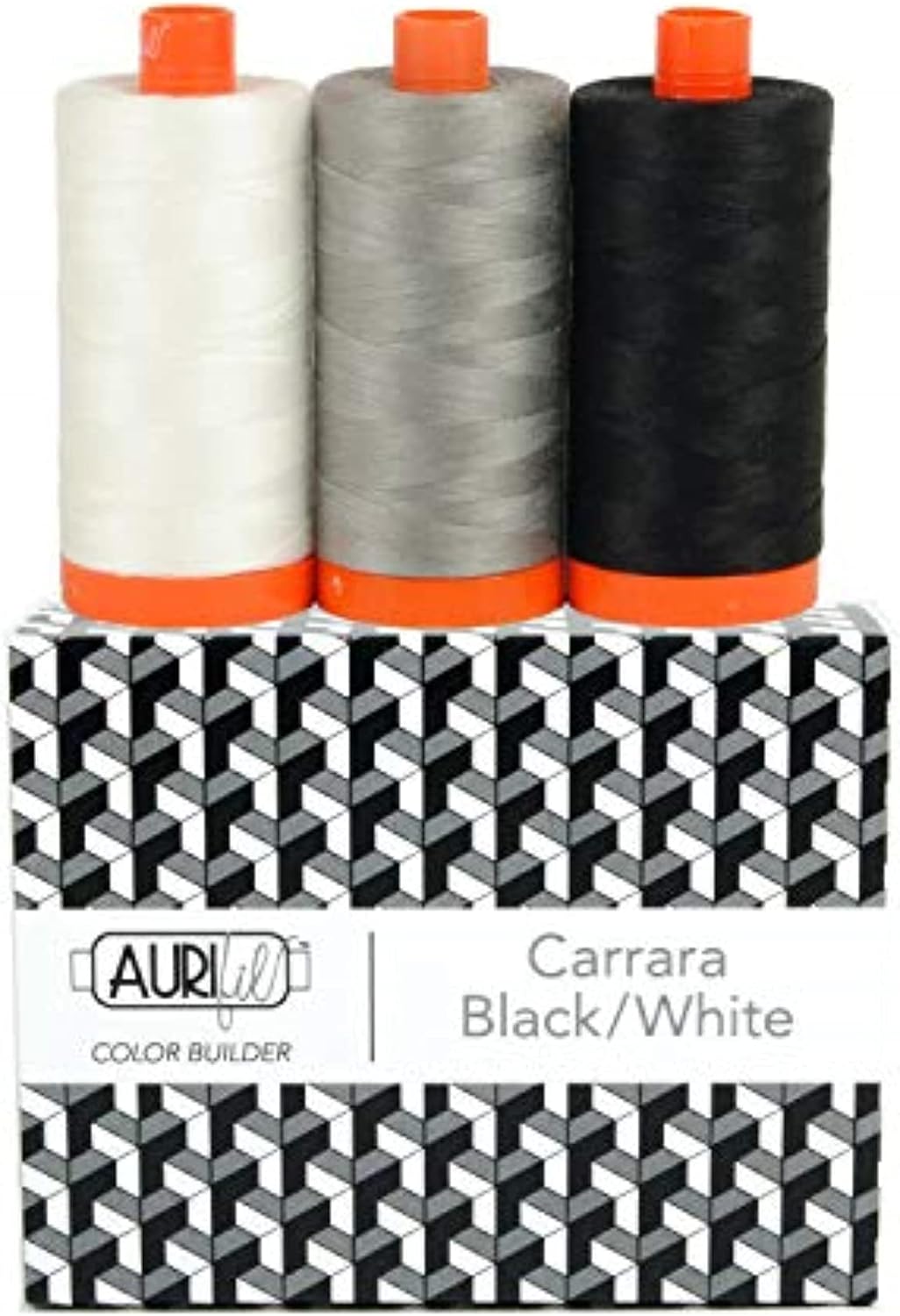Aurifil Thread CB CarrarBlkWh 3pc, black