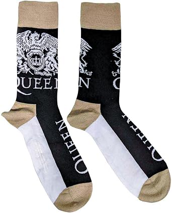 Rock Off officially licensed products Queen Crest & Logo (US Men's Shoe Size 8-12) Socks Black