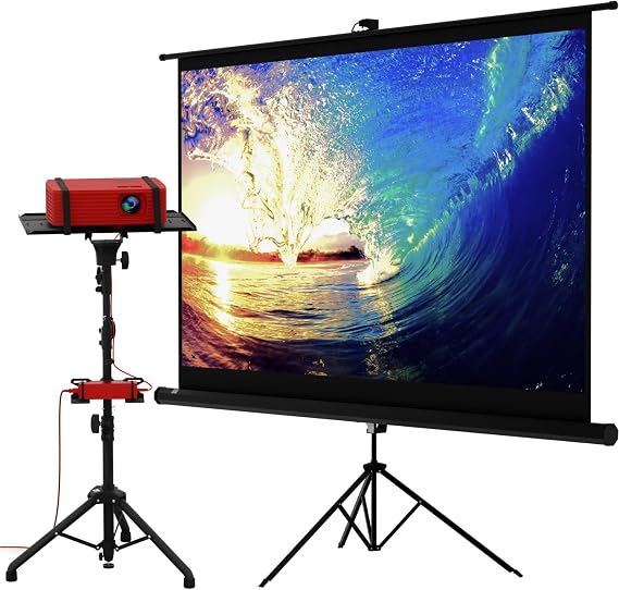 84" Projector Screen with Stand & Universal Projector Tripod Stand