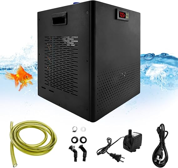 iMeshbean Aquarium Chiller, 79 Gal 300L, 1/3 HP Fish Tank Water Chiller with Quiet Design Compressor, Refrigeration for Hydroponic System Axolotl Jellyfish Coral Reef, Black