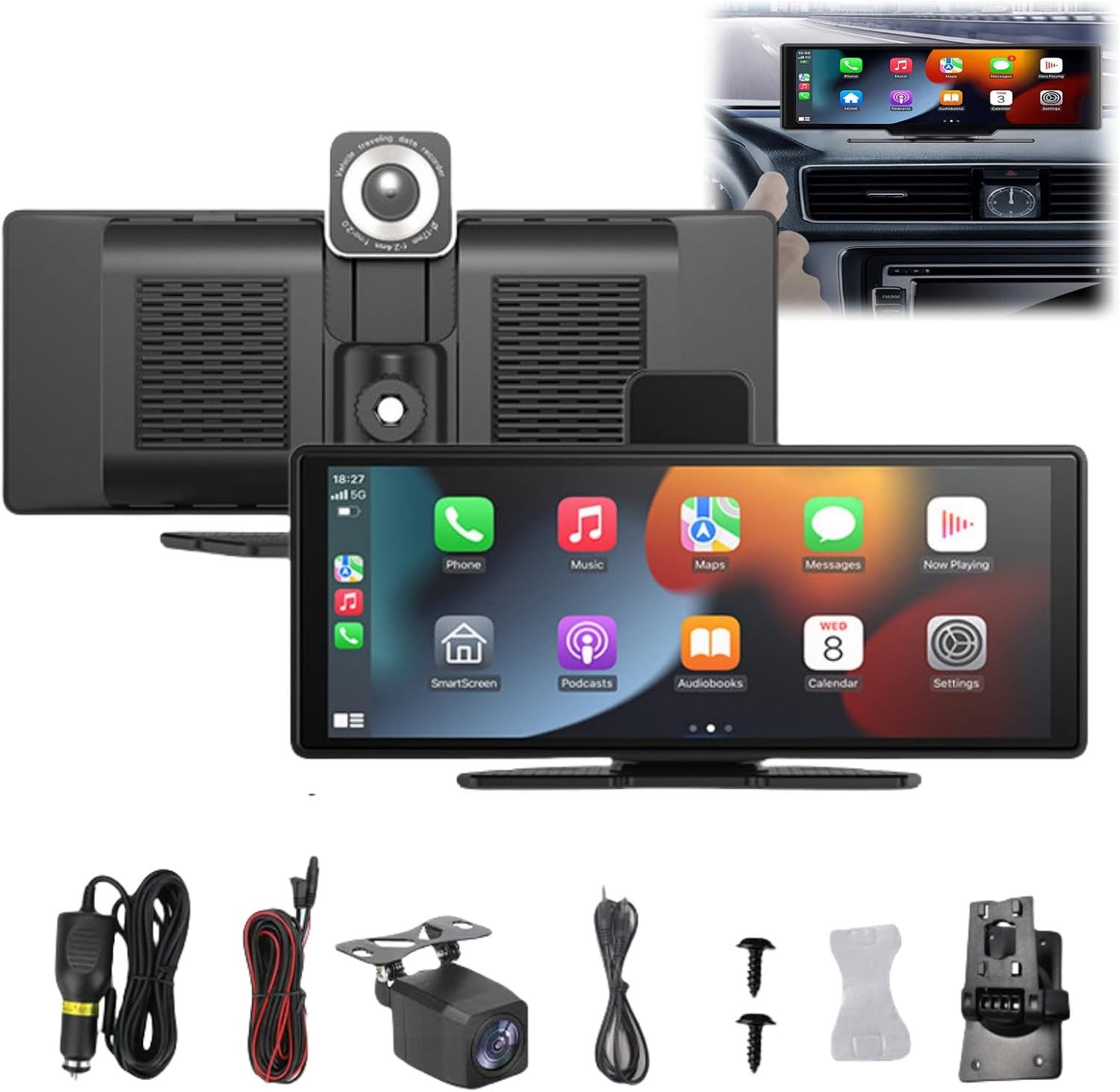 Flexscreen Pro Carplay, Cartablet Pro Max 2025 Model, Wireless Screen with 4k Dash Cam & Backup Camera, 10.26 Portable Car Tablet, Hd IPS Screen, Bluetooth, GPS Navigation