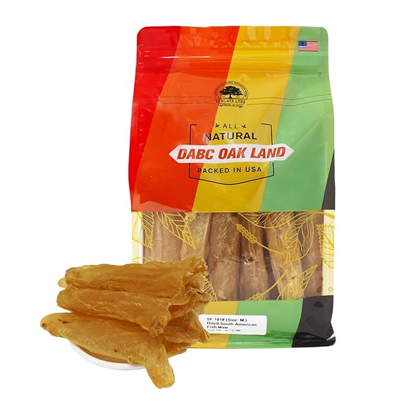 DOL Fish Glue,Rich in Collagen Dried Seafood Fish Maw Roll Natural Sun Dried From South America AAA - in bag (Large 1lb/bag)