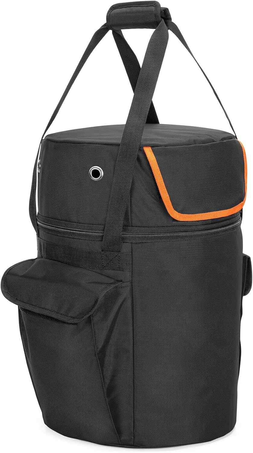 SAMDEW 20 lb Propane Tank Bag, Outdoor 20lb Propane Gas Tank Cover with Tabletop Feature and 2 Pockets, Propane Tank Cylinder Storage Carrier for Traveling & Camping, Black Bag Only
