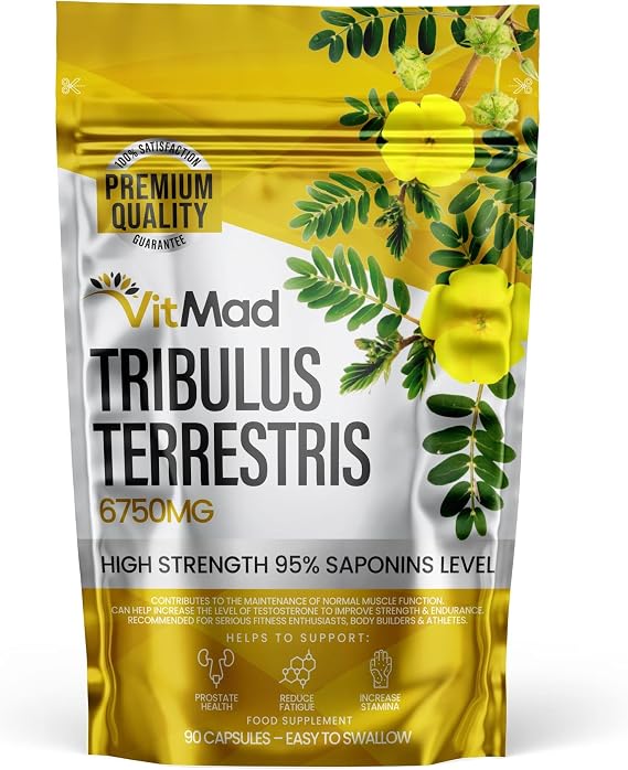 Tribulus Terrestris Extract 6750mg, Extra High Strength 95% Saponins, 60 Vegan Capsules