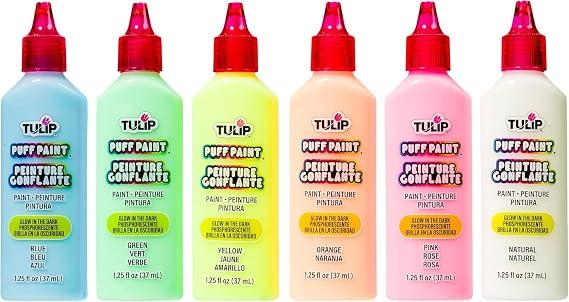 TULIP Dimensional Glow Fabric Paint, 6-Pack, Glow, Multi Color (29025)