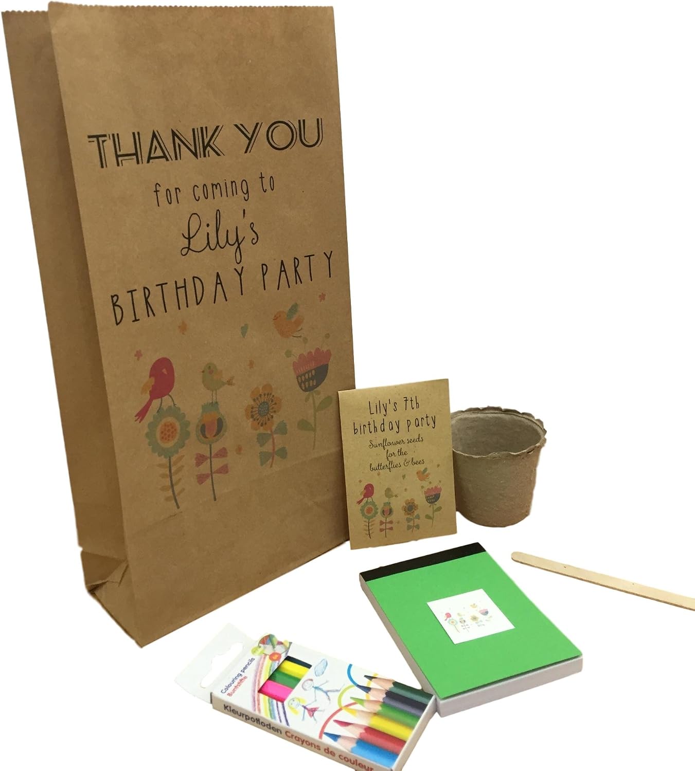 Waystosaythankyou Eco Friendly Birthday Party Bags Personalised No Plastic Bag &amp; Fillers WILDFLOWER