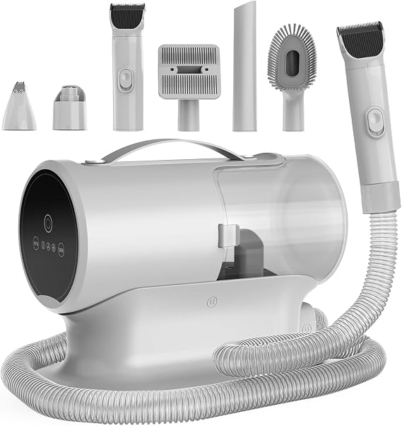 AIRROBO Dog Grooming Vacuum, Pet Grooming Kit with 7 Pet Grooming Tools, Clipper Nail Trimmer Grinder, 12000Pa Pet Vacuum for Shedding Grooming, 2L Large Capacity Dog Hair Vacuum PG100 Plus