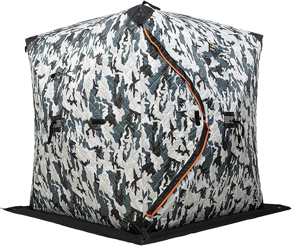 Ice Fishing Winter Shelter 1-2 Person Portable Ice Shanty for Winter Ice Fishing Tent 3-Layer Portable Thermal Hub Tent with Carrying Bag