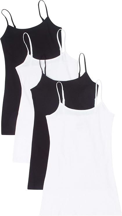 Active Products 4 Pack Women's Basic Tank Top,Black, Black, White, White,2X