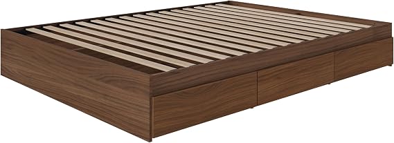 Nexera 3-Drawer Storage Bed, Queen, Walnut