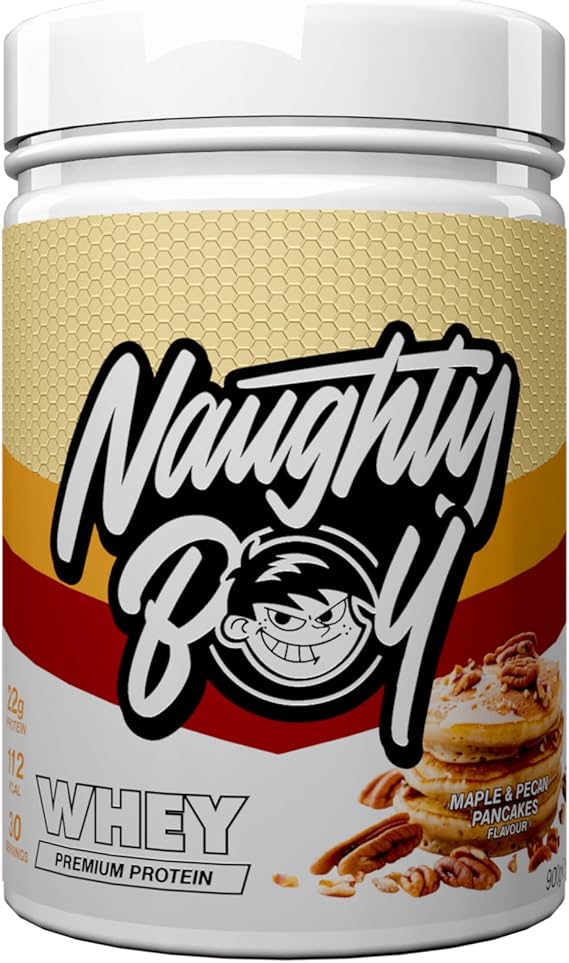 Naughty Boy Advanced Whey Protein Powder, 22g Protein, Low Sugar, Easy Mixing Recovery Shake, 900g, 30 Servings, Maple Pecan Pancakes