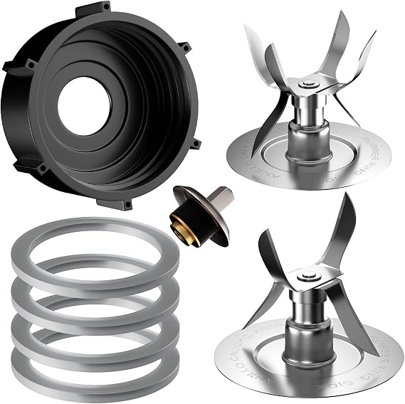 8-Piece Blender Replacement Parts Kit Compatible with Oster & Osterizer 4-Point Blade, Base Cap, Gaskets & Coupler Pin Fits 5 & 6 Cup Jars Not for In2uitive Series