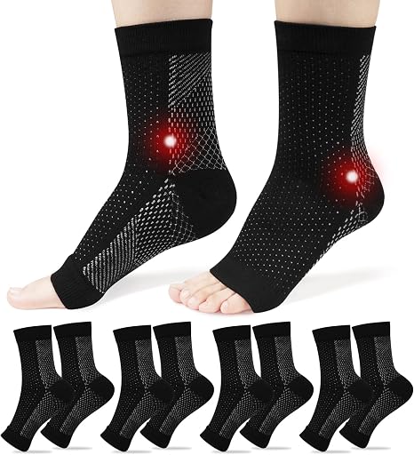 ACWOO 4 Pairs Ankle Brace Orthopaedic Compression Socks Neuropathy Ankle Brace Ankle Orthosis Ankle Joint Breathable Foot Bandage for Plantar Fasciitis Achilles Tendon Neuropathy