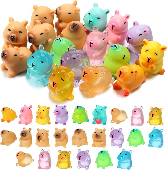 GSrenyu 42Pcs Mini Resin Capybara Animals Figures Gifts, Glow in the Dark