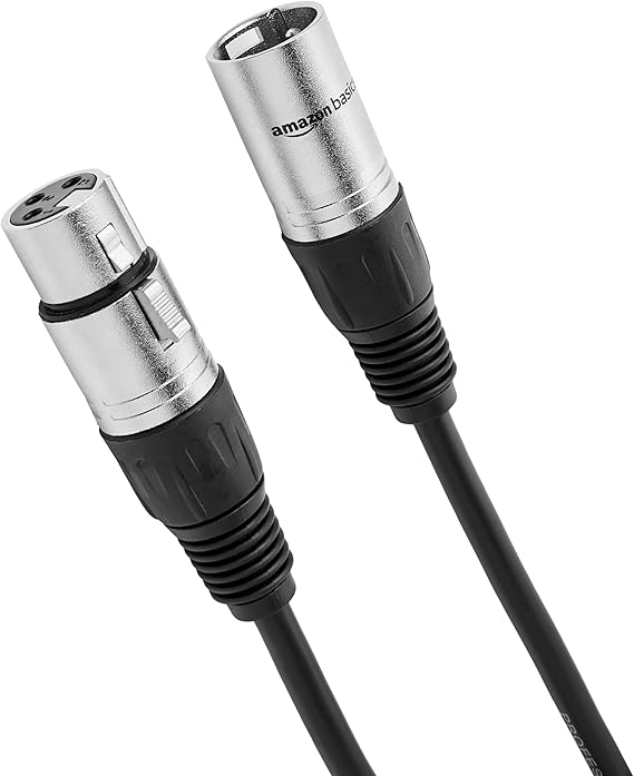 Amazon Basics XLR Microphone Cable for Speaker or PA System, Recording Studio, All Copper Conductors, Low Noise, 10 ft, Black