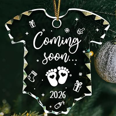 Jesuspirit Baby Expecting Ornament 2025 - Gifts for Expecting Parents, Expecting Parents to Be Unique Gifts 2025 - Glass Christmas Ornament Coming Soon 2025