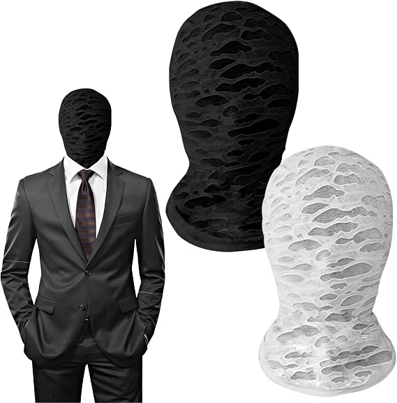 Pack of 2 Full Face Mask Halloween Black Full Face Mask Spandex Head Mask Unisex Mask Faceless Head Mask for Halloween Party Costume Cosplay