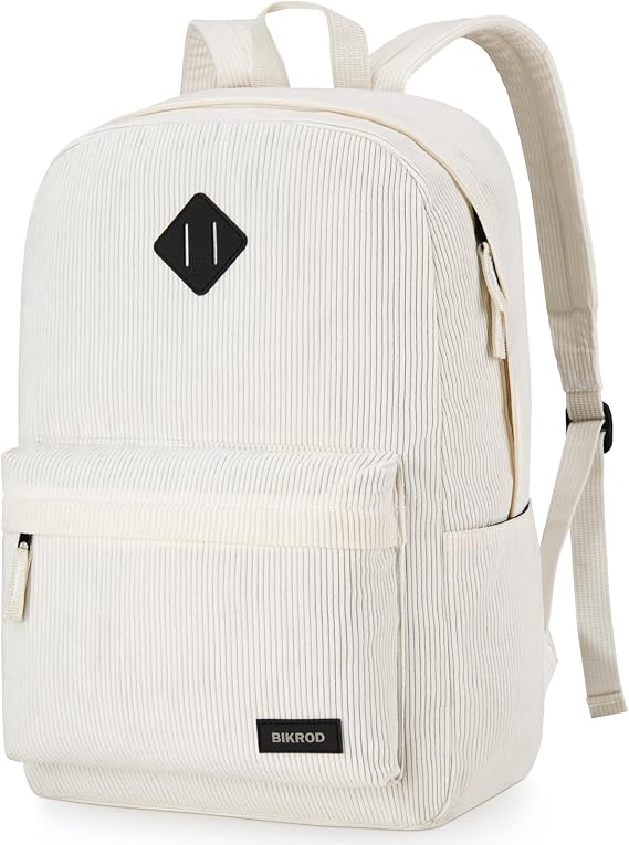 BIKROD Black Backpack for School Teens Boys and Girls, Lightweight Casual Soft Corduroy Back Pack for Men and Women, Large Cute Kids Bookbag,