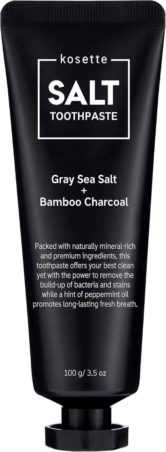 Salt Toothpaste 100g, Activated Charcoal Toothpaste - Teeth Whitening & Deep Clean with Premium Ingredients - Gray Sea Salt, Bamboo Charcoal, Fresh Peppermint | No Black Residue | Vegan
