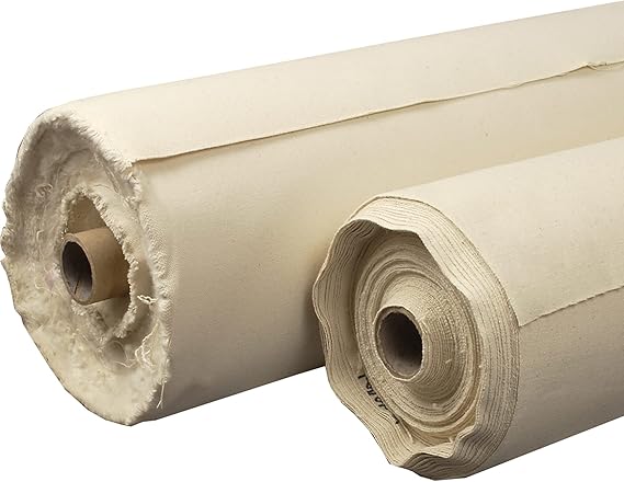Creative Mark Unprimed Cotton Duck Deluxe Canvas Roll - 10 Army Duck Roll - 60" x 30 Yards - Smooth Texture Canvas, Portrait and Realism - Bulk Un-Stretched Duck Canvas Fabric for Artists