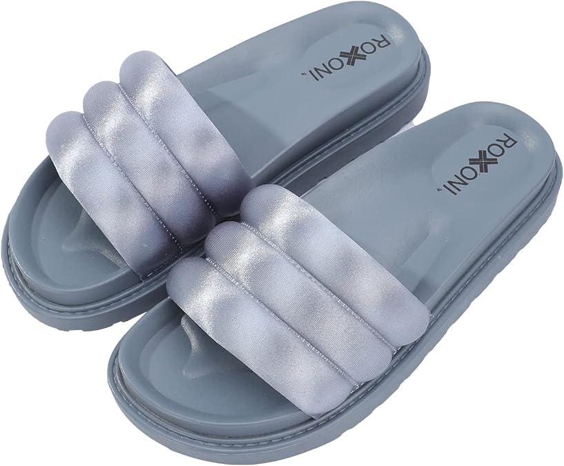 Roxoni Womens Padded Strap Slide Sandals; Stylish Open Toe Sandals in 4 Fashionable Colors