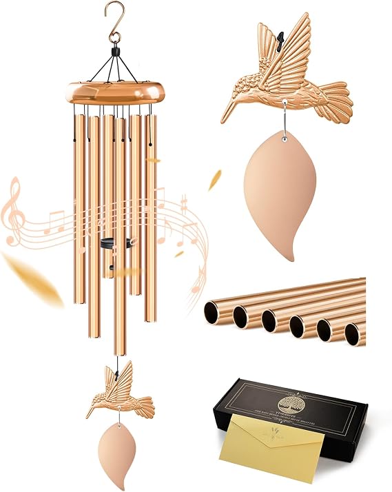 Wind Chimes for Outside, Hummingbird Memorial Wind Chimes Gifts, Windchimes Outdoors, Unique Sympathy Wind Chimes Gifts for Loved one Mom Dad, Home Garden Decor.