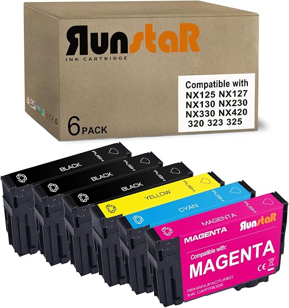 Run Star 6 Packs Remanufactured for 124 Color Ink Cartridge