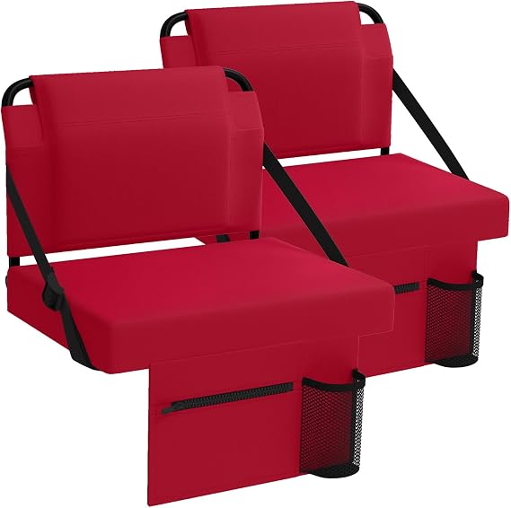 Stadium Seats with Back Support 1PACK Adjustable Bleacher Chairs with Back and Cushion Bleacher Seat with Cup Holder, Carry Handle & Shoulder Strap for Outdoor Sports Events, Picnics