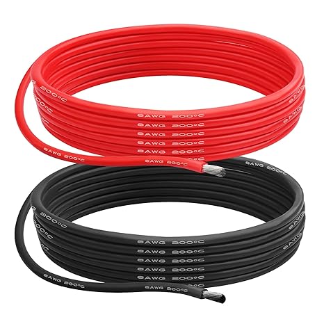 8 Gauge Silicone Wire 8 AWG Electrical Cable 6M（3m Red & 3m Black）