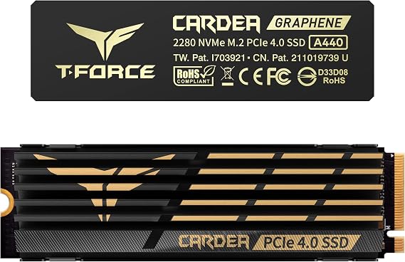 TEAMGROUP T-FORCE A440 Aluminum Heatsink 2TB DRAM SLC Cache 3D NAND TLC NVMe PCIe Gen4x4 M.2 2280 Internal SSD R/W 7000/6900 MB/s TM8FPZ002T0C327