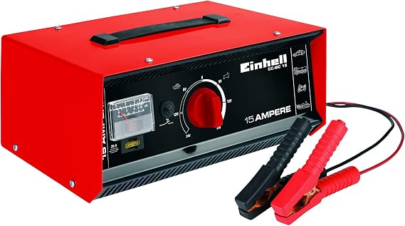 Einhell Akü Şarj Cihazı CC-BC 15 1075031 | Dahili ampermetre | çelik sac gövde | aşırı yük koruması ve ters polarite koruması | Terminal kelepçeli şarj kablosu
