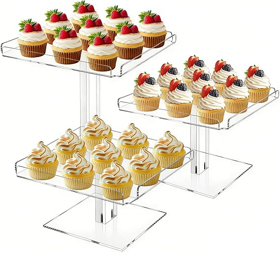 3 Tier Acrylic Cupcake Stand, 9 Dessert Table Displays for Party