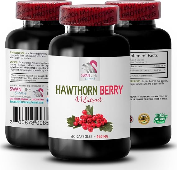 hawthorn skin care - HAWTHORN BERRIES EXTRACT - hawthorn hair conditioner, hawthorn for hair care, hawthorn hair support, hawthorn energy pills , organic hawthorn berry extract capsules 1 Bot 60 Caps