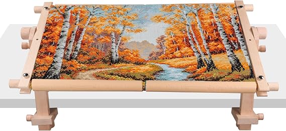 Simple Embroidery Frame and Embroidery Holder Combo Set,Beech Wood Fixable Desktop Cross Stitch Scroll Frame, Quilting Frames, Stitching Frame for Sewing, Cross Stitch, Needlepoint Holder